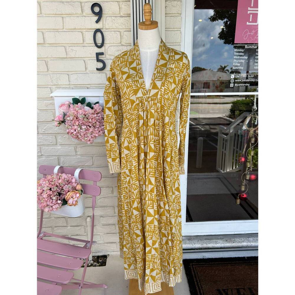 NEW JUST DARVINY karolina v-neck midi dress in mustard
